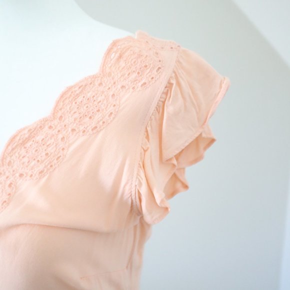 Loft Pink Crochet V Neck Wrap Top Blouse 0 XS - Picture 4 of 5